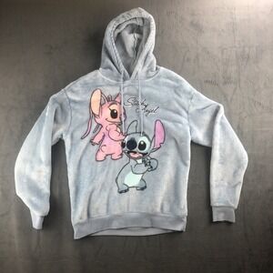 Disney Stitch & Angel Soft Fleece Hoodie Adult Size M Pullover Preowned